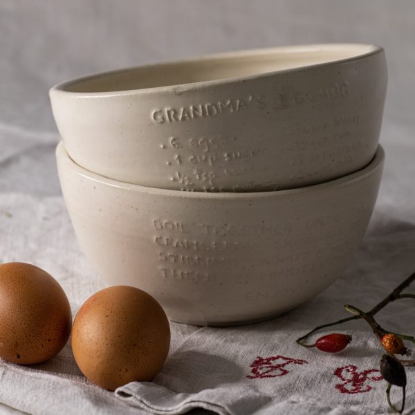 Family recipe bowl ceramic handwriting