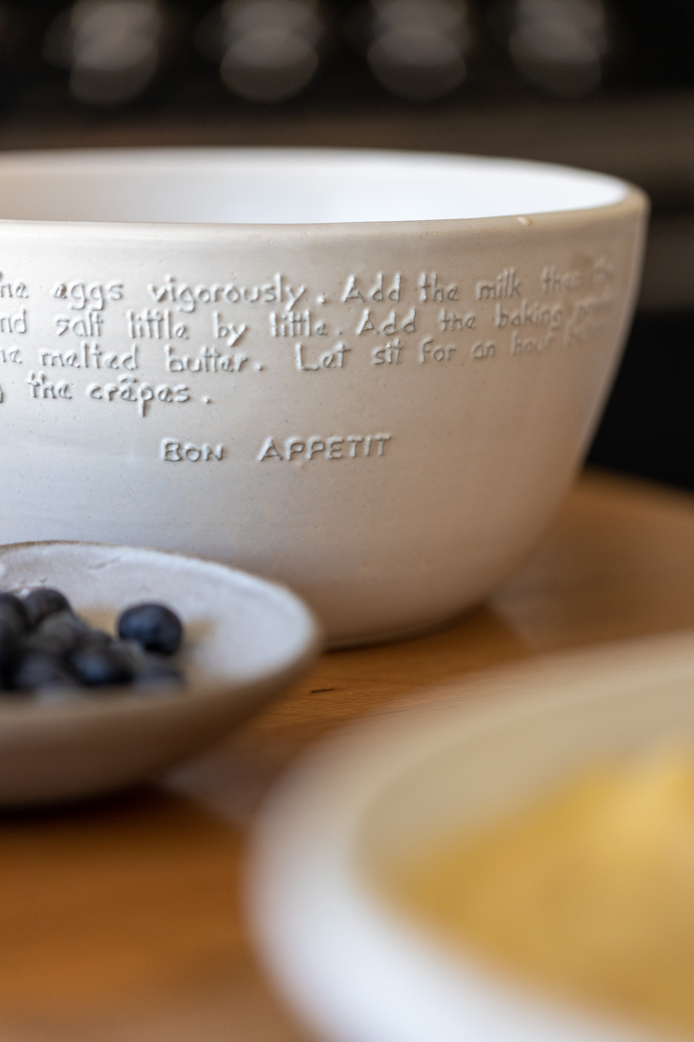 Pottery with handwritten recipe on it